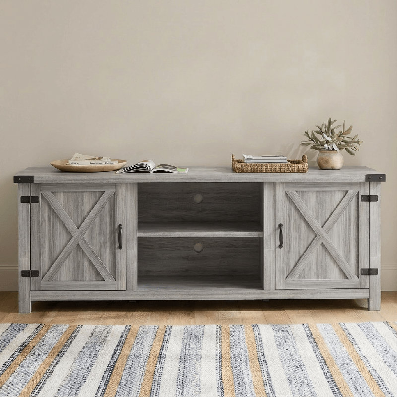 58'' Barn Door Style Media Console, Grey