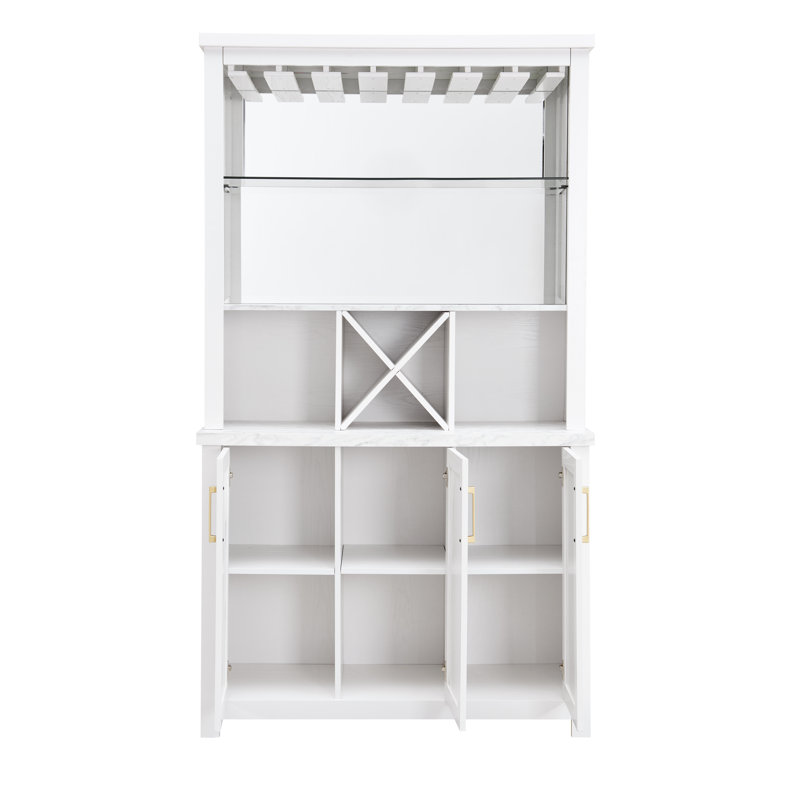 Armoire de bar 41,7 po Bardha, Blanc / or