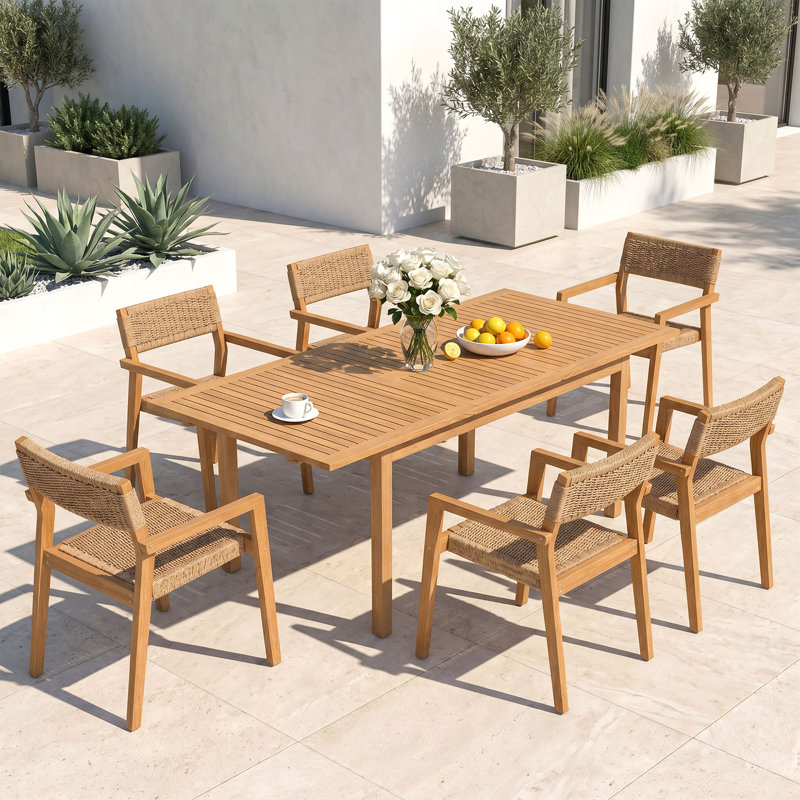 Ensemble de table extensible en bois massif pour 6 personnes, Armchair