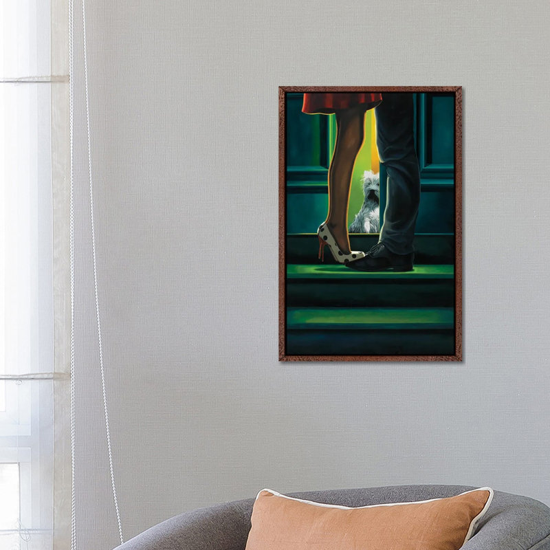 Learning To Share by Ross Jones - Painting on Canvas, Classic Brown Wood Framed, 66.04cm H x 45.72cm W x 3.81cm D