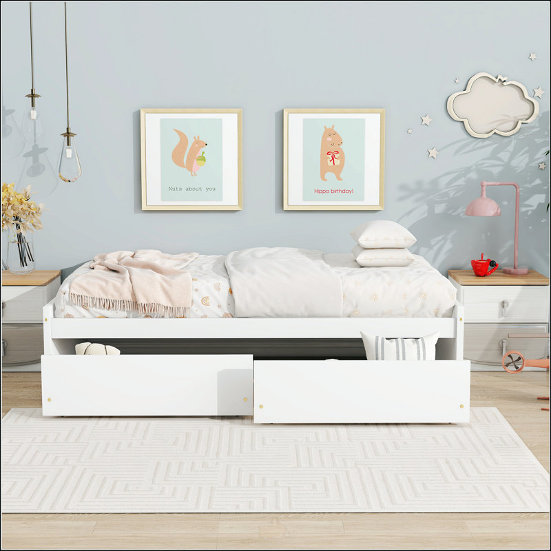 Lit simple avec 2 tiroirs, Gris