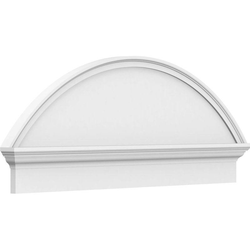 60"W x 21-7/8"H x 2-3/4"P Segment Arch Smooth Architectural Grade PVC Combination Pediment, 21-7/8" H  x 60" W  x  2-3/4" D