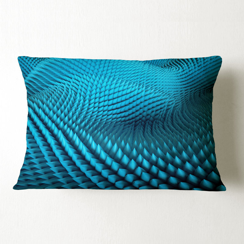 Abstrait bleu ondulé abstrait - Coussin décoratif imprimé abstrait, Rectangulaire, 12 po x 20 po