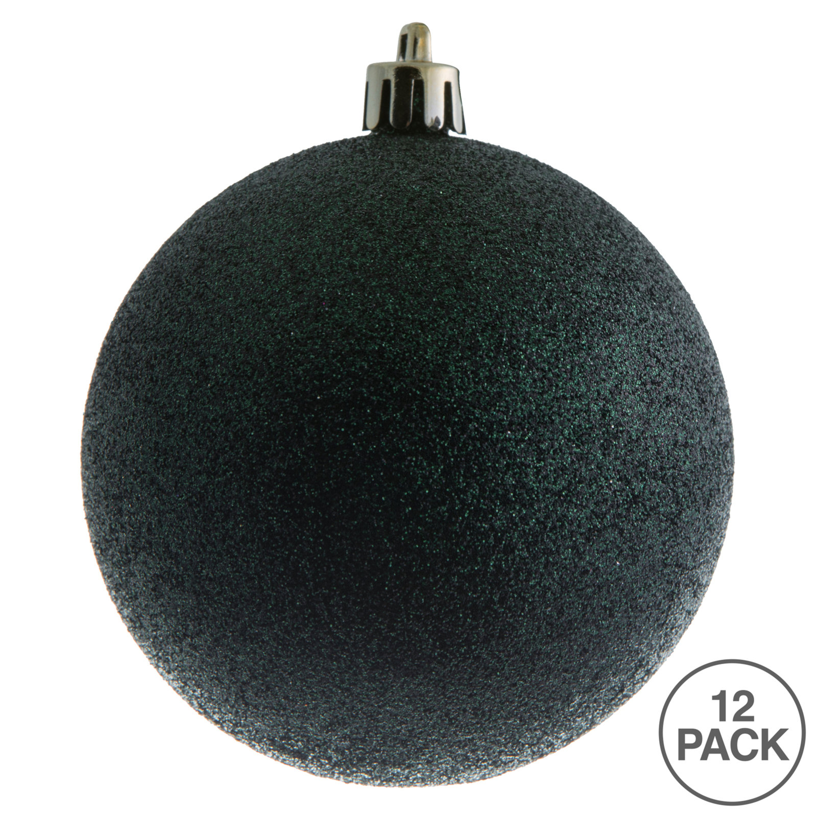 Holiday Décor Ball Ornament, 3" H x 3" W x 3" D, Midnight Green Glitter