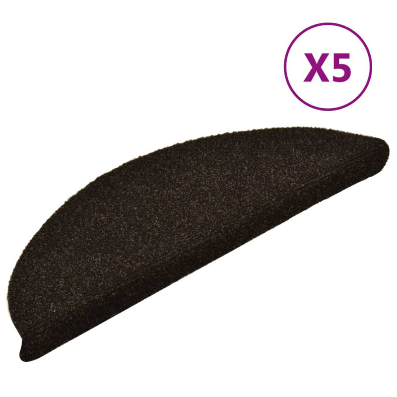 Patriki Non-Slip Dark Brown Stair Tread, Semi-Circle 17cm x 56cm