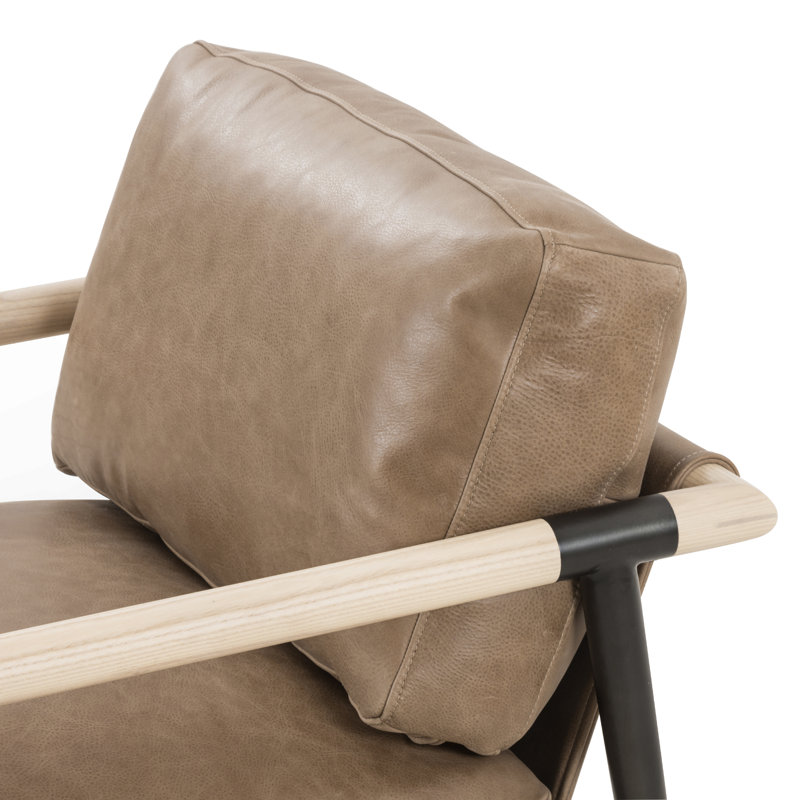 Rowen Leather Armchair, Sheepskin Camel Sherpa