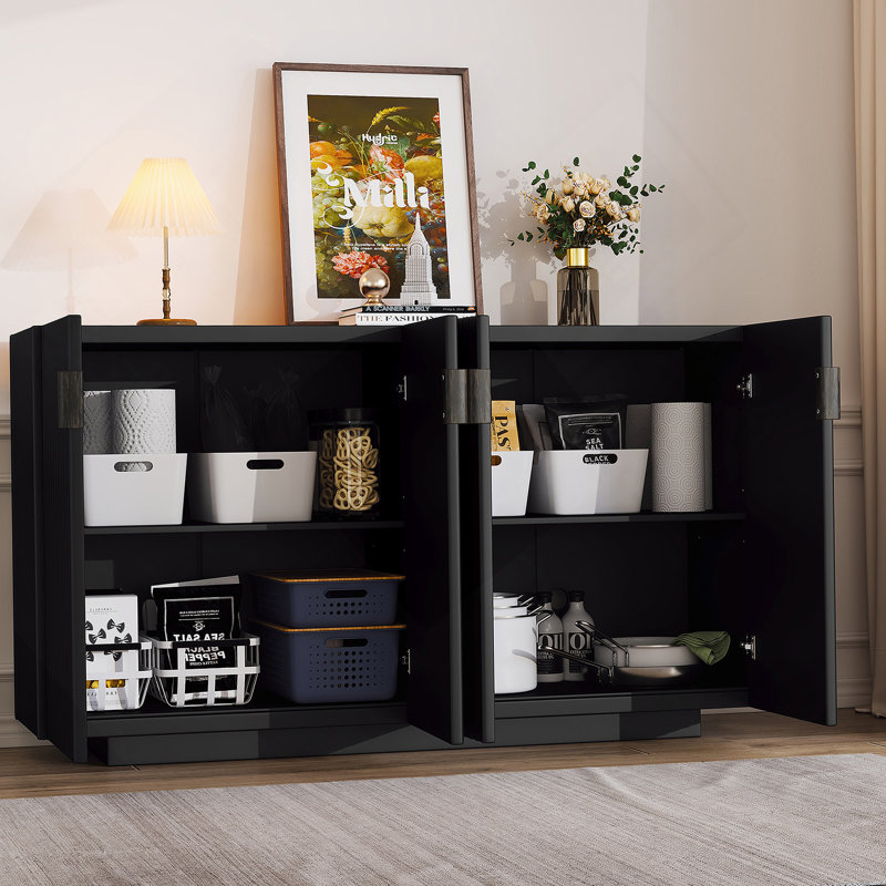 Stylish And Functional Accent Cabinet With Multiple Storage Options For Organized Living, Black