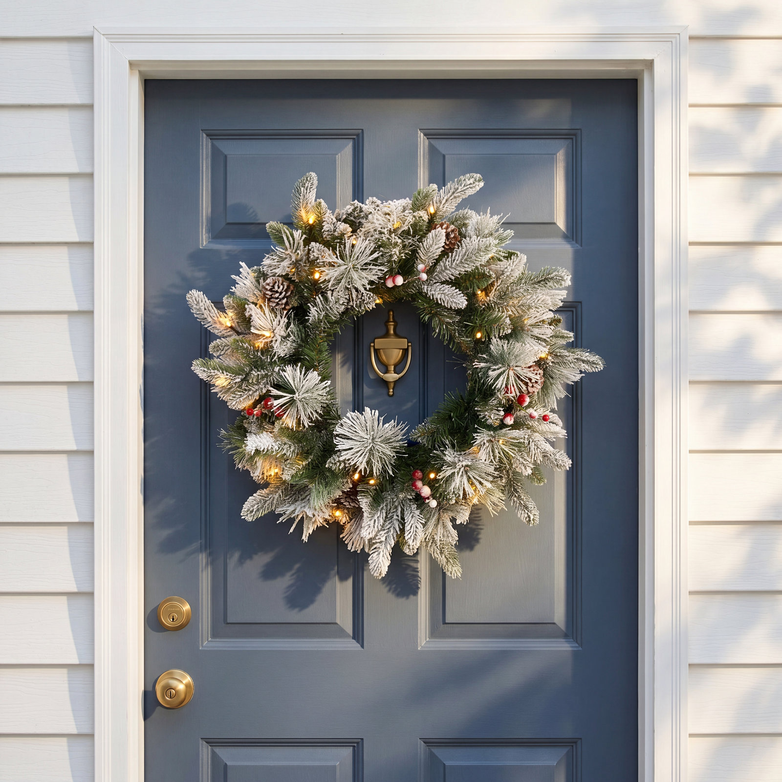 20'' Faux Pine Lighted Wreath