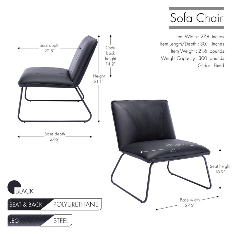 Guthrie Upholstered Slipper Chair, Black