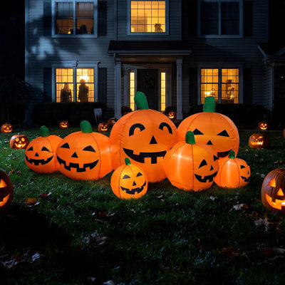 Citrouilles gonflables d'Halloween de 2,3 m (7,5 pi) avec lumières DEL pour jardin, pelouse et porche