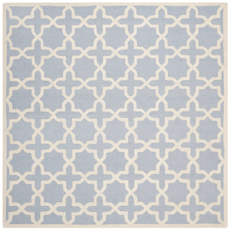 Cannen Hand Tufted Wool Geometric Rug, Square 6'