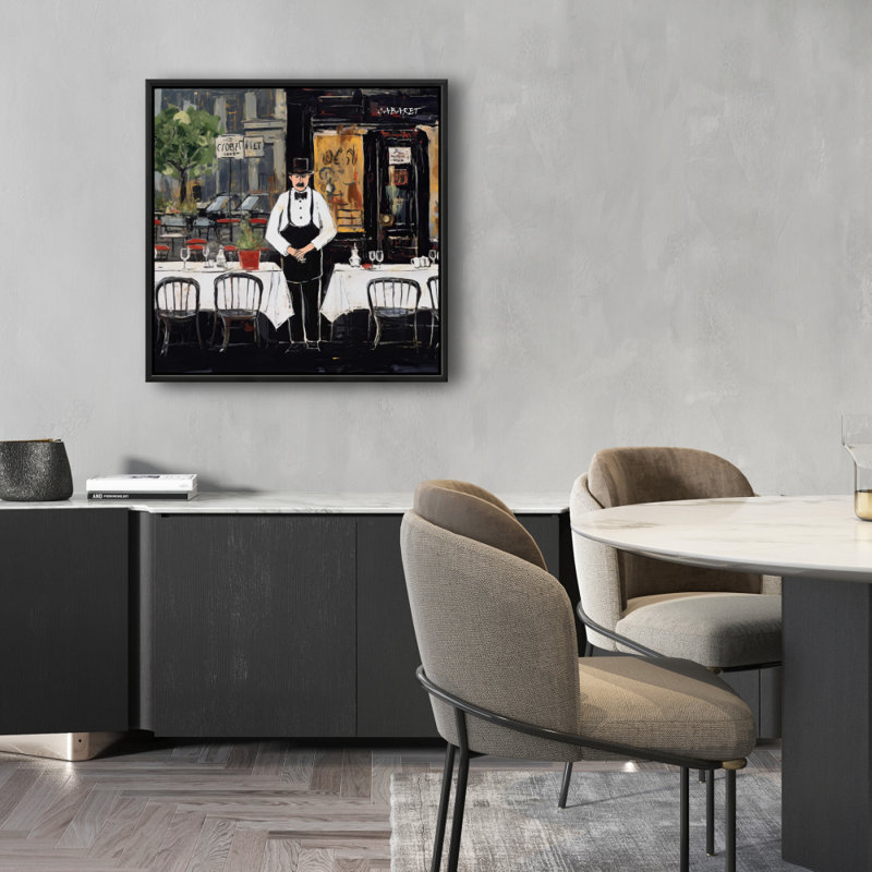The cabaret - Art sur toile encadré noir pour la décoration intérieure, H 25,25 po x l 25,25 po