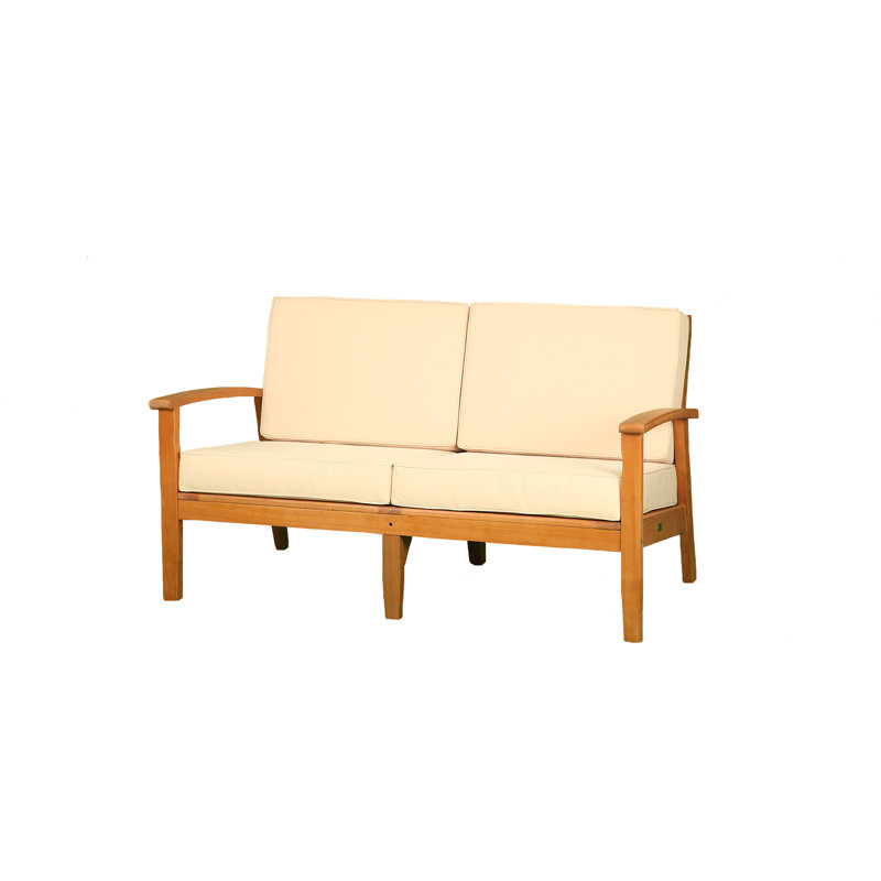 Causeuse Buecker avec coussins, Huile naturelle, Marine