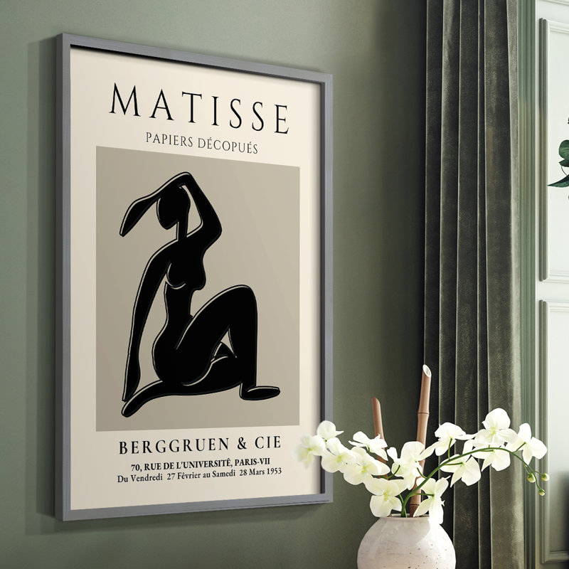 Matisse CLVI, reproduction encadrée - bois massif, Gris, H 10 po x l 8 po