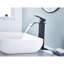 Robinet de lavabo pour salle de bain à poignée simple Waterfall Spout, noir mat, acier inoxydable avec bonde escamotable sans trop-plein-125364149