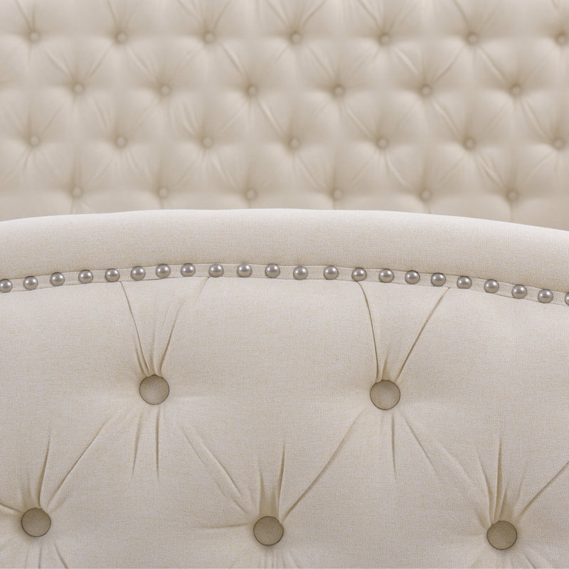 Coleman Upholstered Wingback Bed, King, Sky Neutral Beige Velvet