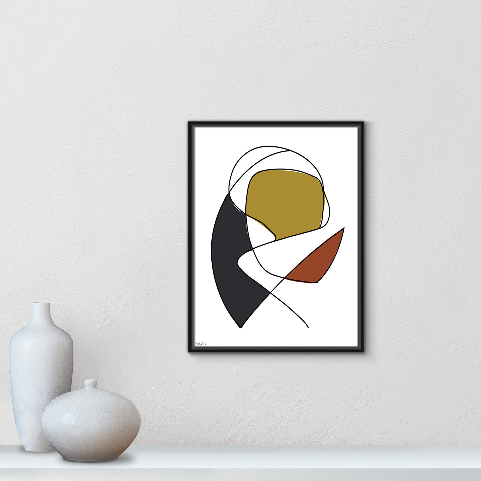 Paige "Abstract Tribeca 3" Print, Black, 25.5" H x 19.5" W x 2" D