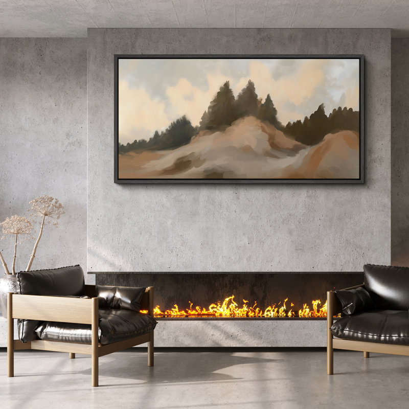 «Abstract Forest Mountain», impression sur toile encadrée surdimensionnée, H 30 po x l 60 po, Noir, noir, noir, noir