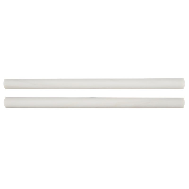 Calabria Frost 0.75 in. x 12 in. Polished Marble Pencil Liner Tile Trim