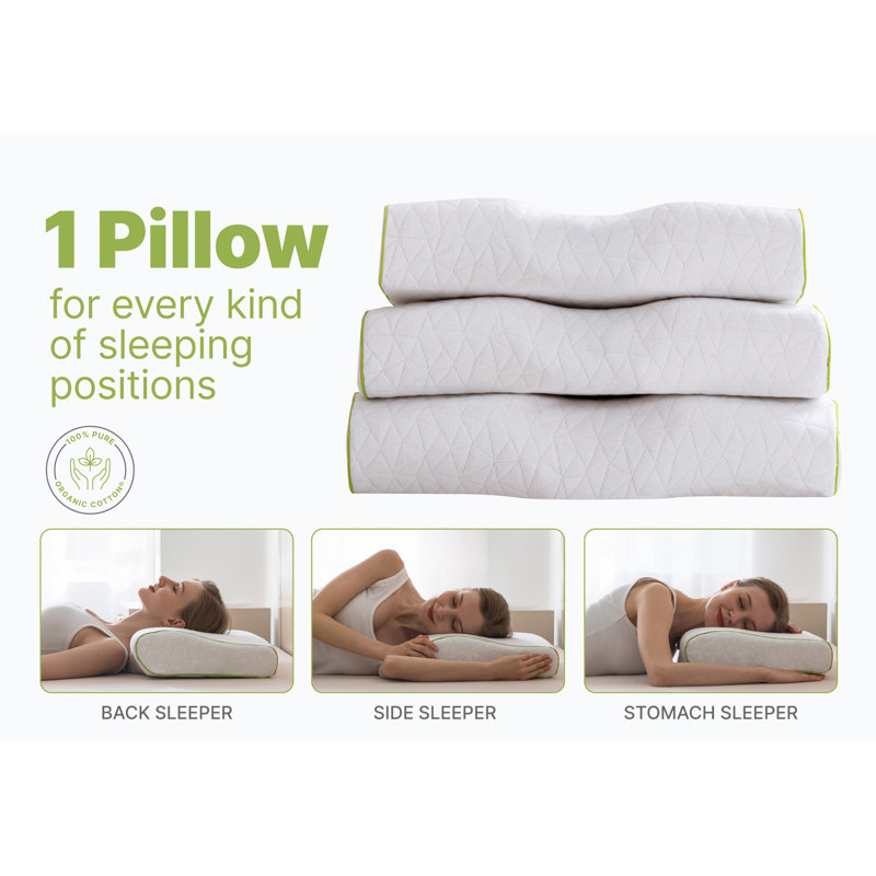 Standard Size White Ergonomic Memory Foam Cervical Pillow