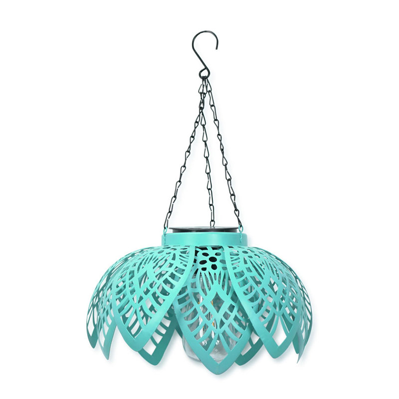 Chatrin 41cm Solar Powered Integrated LED Outdoor Hanging Light, 41cm H x 20cm W x 41cm D, Blue
