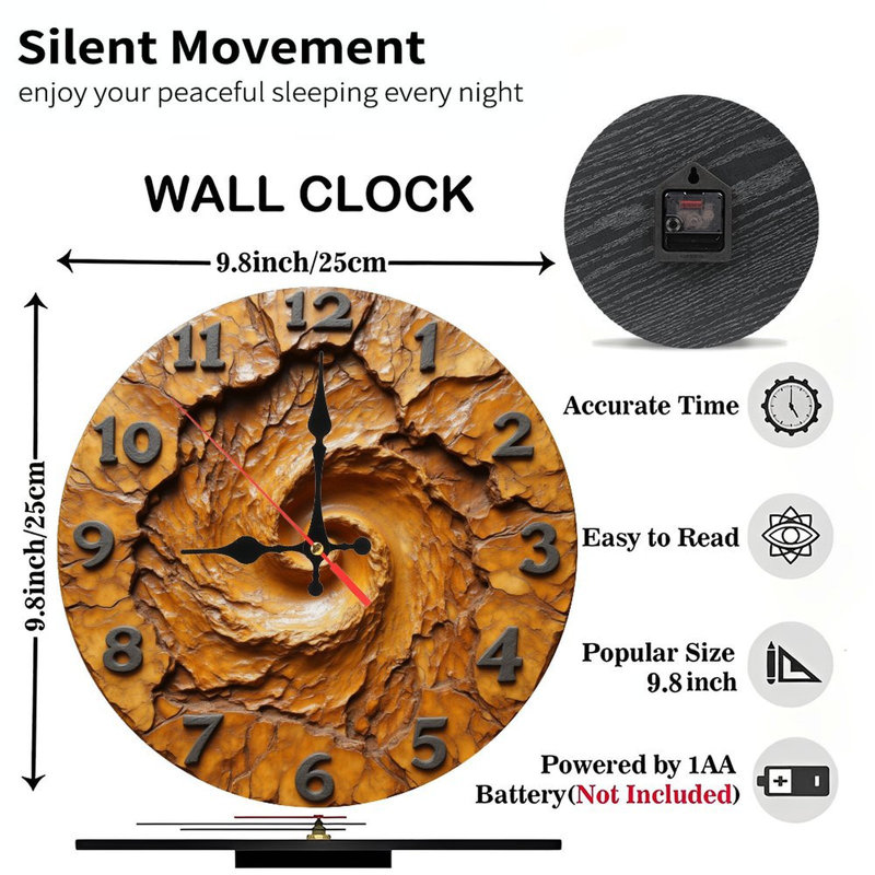Wooden Spiral Wall Clock Unique Home Decor