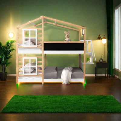 Lits en bois multifonctionnels avec rangement, style maison moderne pour la famille