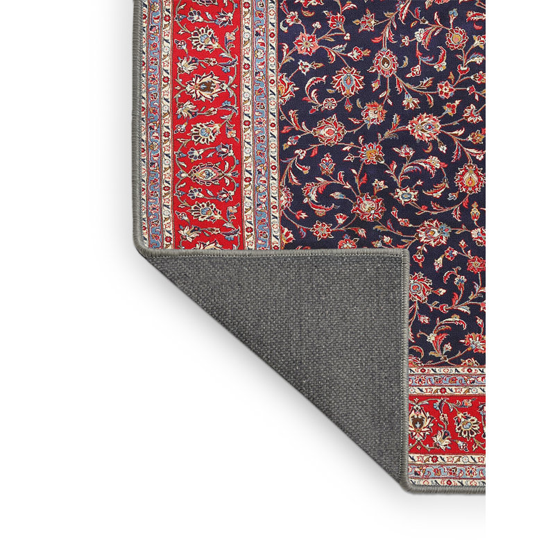 Tapis rouge/beige/noir traditionnel, Rectangle 5 pi x 7 pi