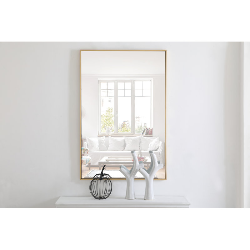 Sabine Metal Rectangle Wall Mirror, 60" x 20", Brass