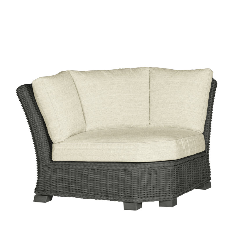Rustic Woven Sectional Corner, Slate Gray, Rollo Chambray InsideOut® Linen, Welt