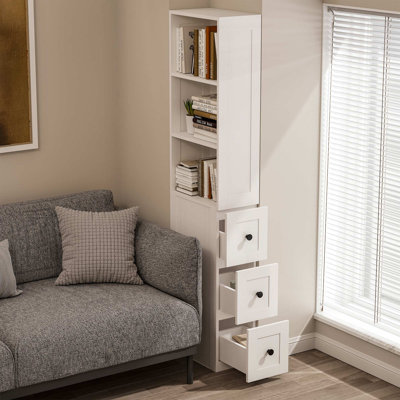 Bathroom Tall Thin Storage Cabinet with 3 Adjustable Shelves
