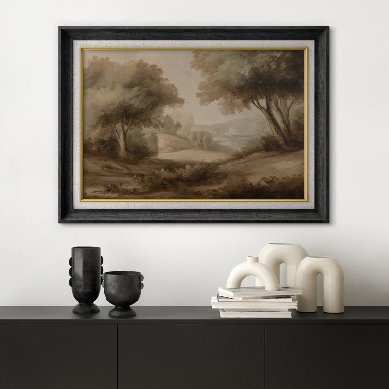 Sépia aux tons rétro, scène de paysage, impression sur papier encadrée, H 26 po x l 36 po x P 1,5 po