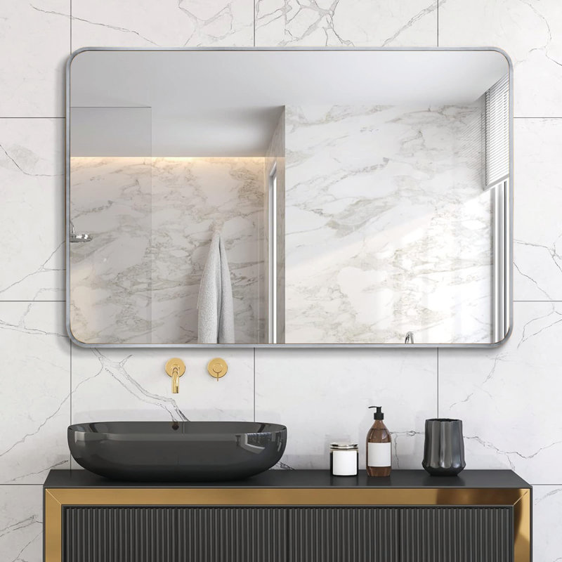 Miroir de salle de bain 30x40 ", Argent argent, Rectangulaire, 30.03" x 40.03"