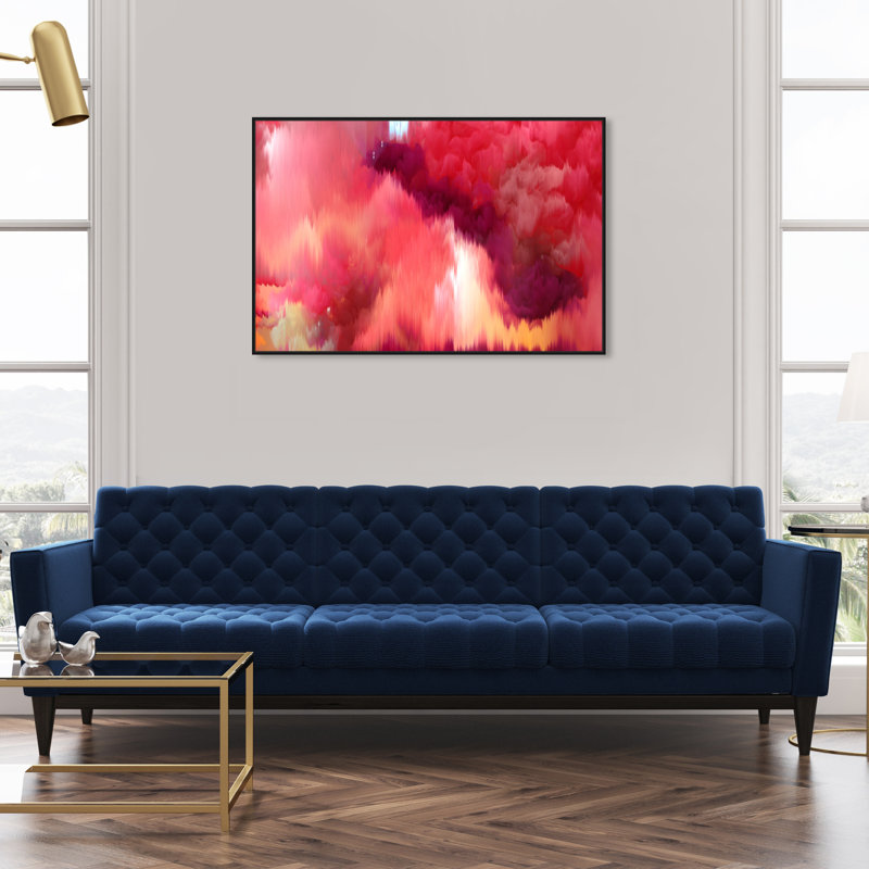 Large Vivanti Abstract - Peinture sur toile, Cadre noir, H 36 po x l 24 po