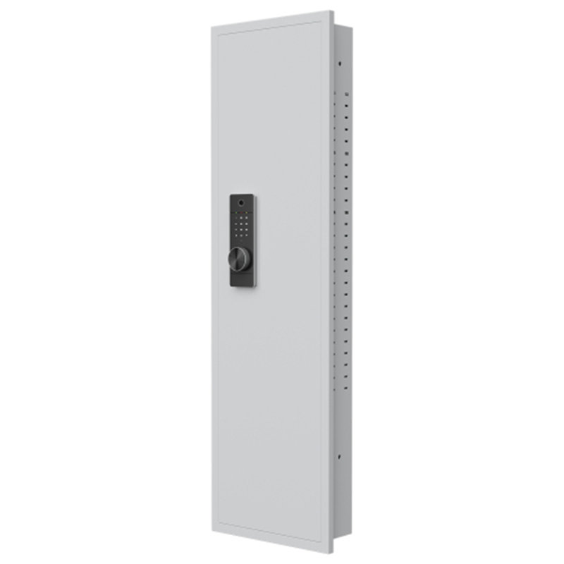 53" Fingerprint Touch Panel In-Wall Safe,Hidden Wall Gun Safe for Rifles with Adjustable Shelves,Assembled Storage Multifunctional Wall Safe for Firearm and Valuables (Black-Fingerprint)