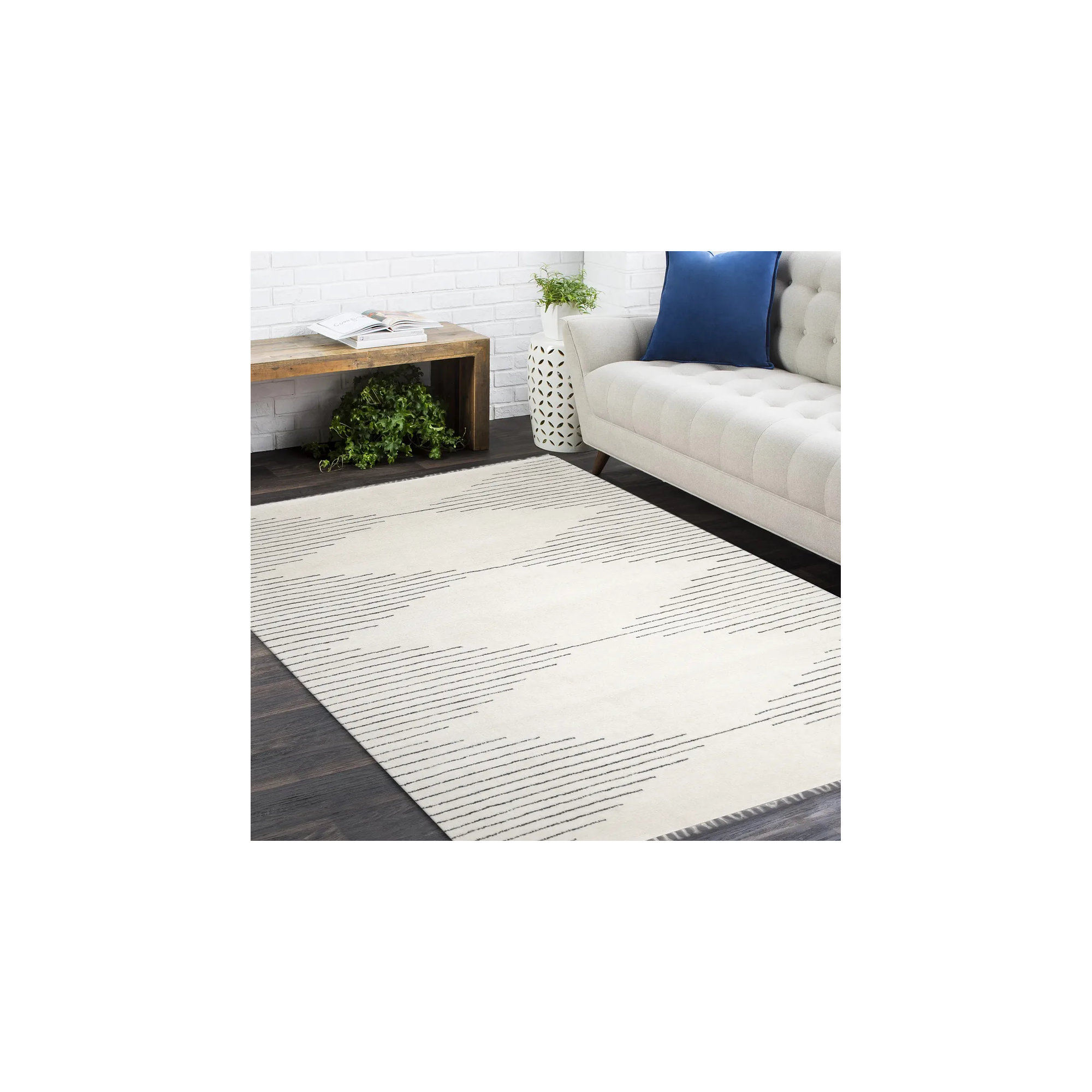 Thurman Handmade Rug, Rectangle 5' x 8'