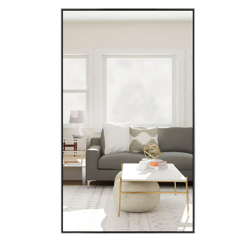 Talma Wood Flat Mirror, 59" H x 36" W, Black