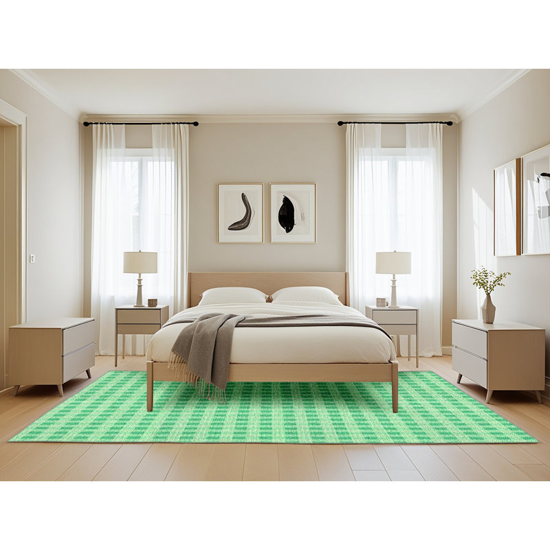 Performance Wool Checkered Indoor Rug, Rectangle 5' x 8'