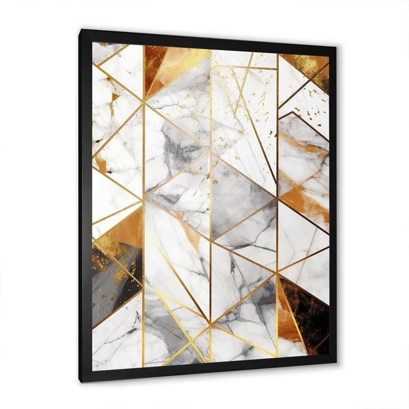 «Dufferin Exploration Golden Abstracted Symmetry V», reproduction d'art sur toile, Cadre photo noir