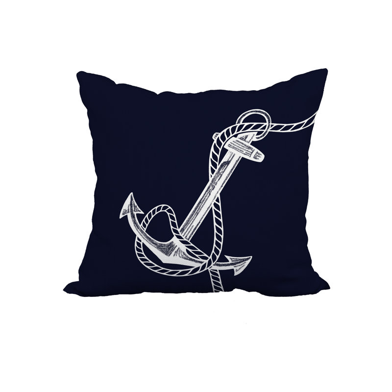 Nautical Reversible Throw Pillow, 18" x 18", Navy Blue