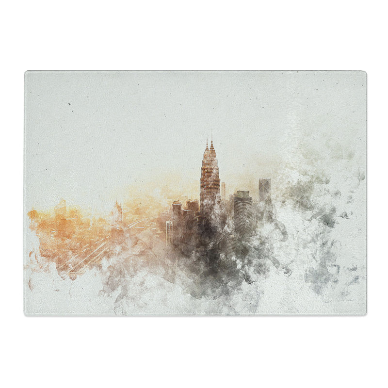 Tempered Glass Petronas Towers Through the Clouds Chopping Board, 28.5 cm x 39 cm