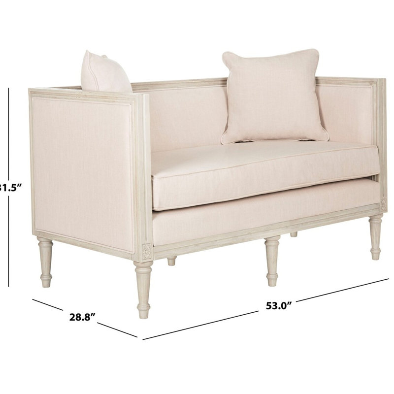 Canapé en lin, 100% polyester beige, Blanc antique