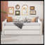 Lit de jour simple rembourré en velours capitonné avec couchette, ports de charge USB et Type-C, aucun sommier nécessaire, beige-771553766