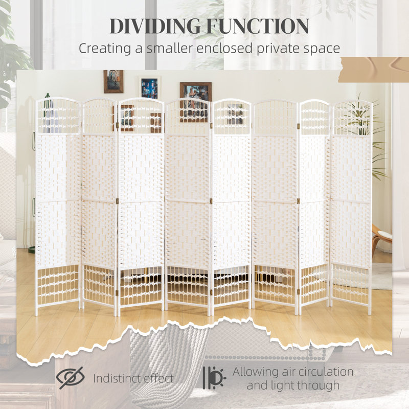Paravent pliable de 5,6 pi, écran d'intimité autoportant pour chambre à coucher, bois, Blanc