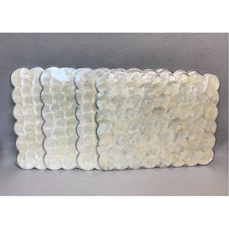 Capiz Shells No Pattern Square Placemat, White