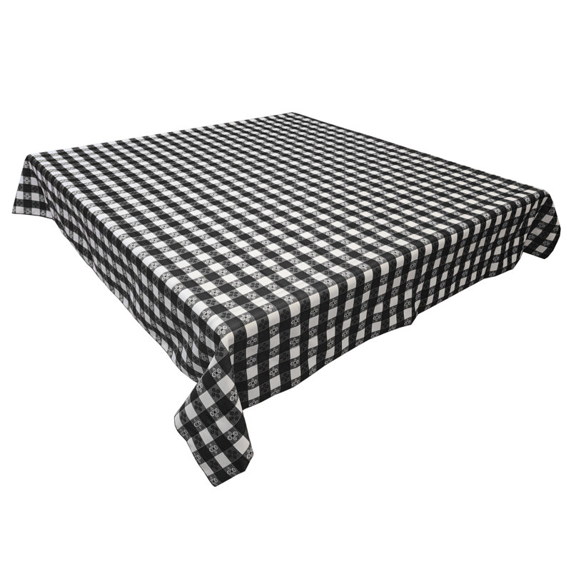 Poplin Tavern Gingham Checkered Polyester Tablecloths, 108" L x 58" W, Black