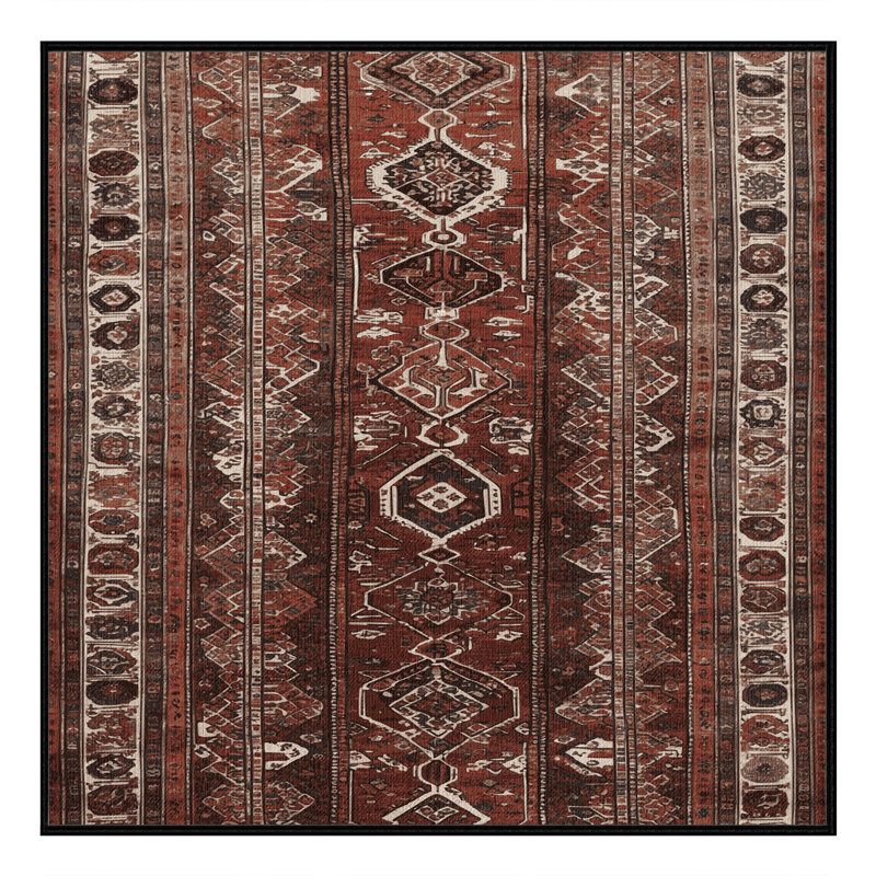 Tapis persan noir lavable à la machine, Carré 4 pi