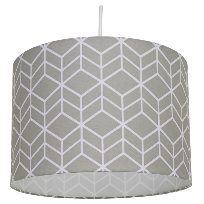 20cm H Cotton Drum Pendant Shade ( Uno ), Grey