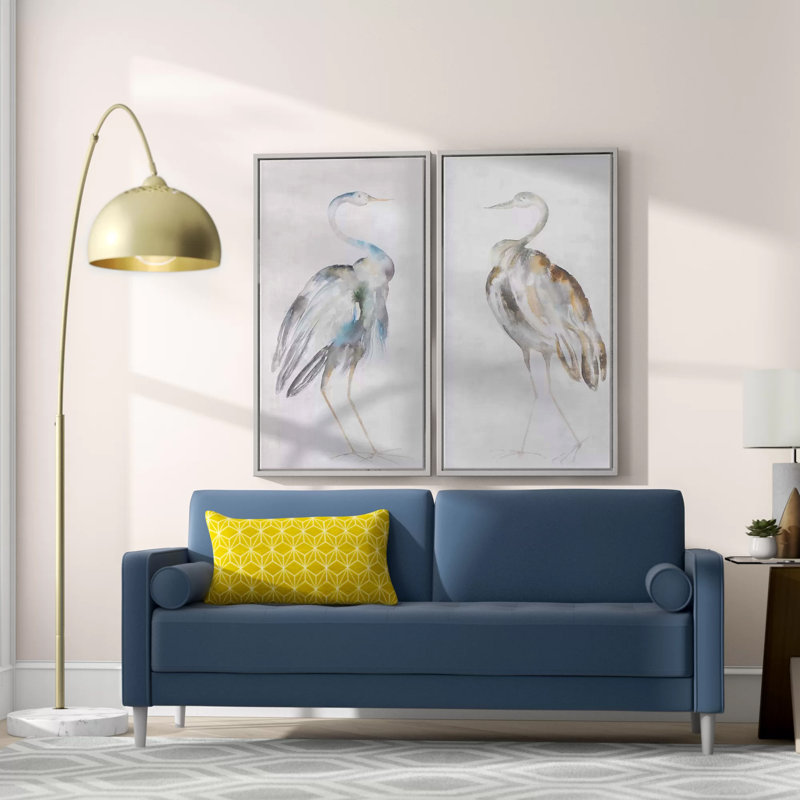 «Marjory Summer Birds» par Christina Long, ensemble de 2 peintures sur toile à cadre flottant