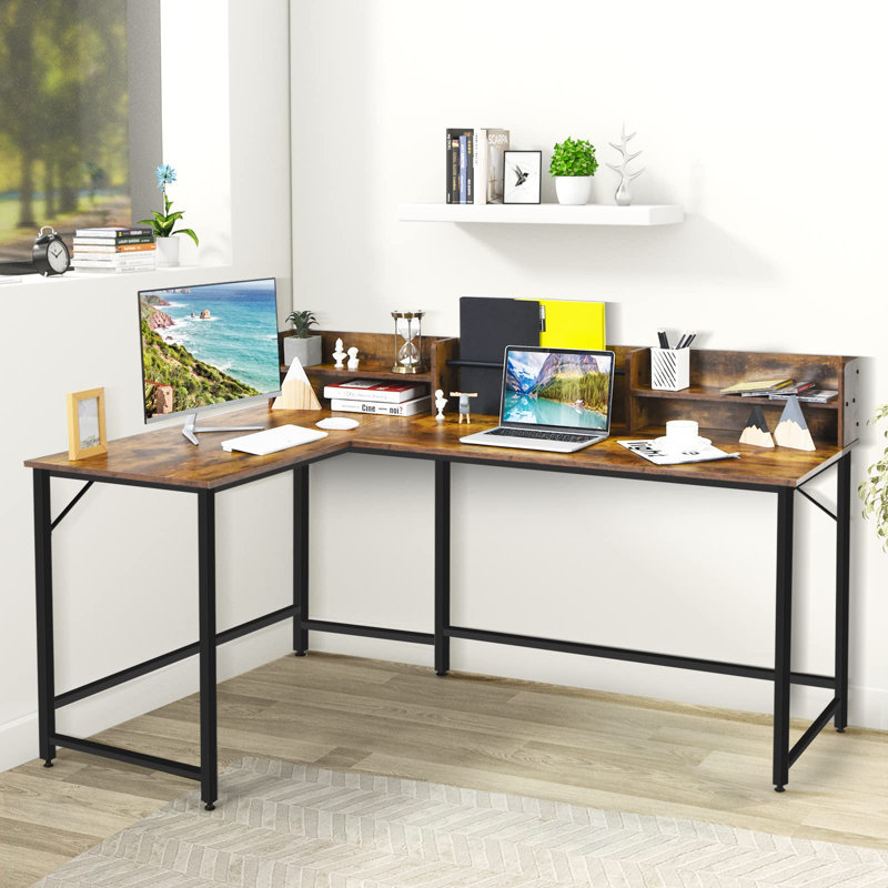 Carolena L-Shaped Computer Desk, Brown